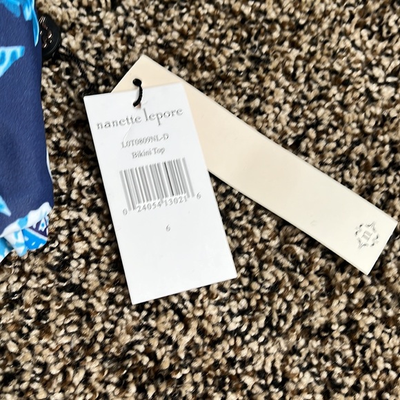 Nanette Lepore Blue Floral Strapless Swim Top, NWT, missing strap - Picture 4 of 7